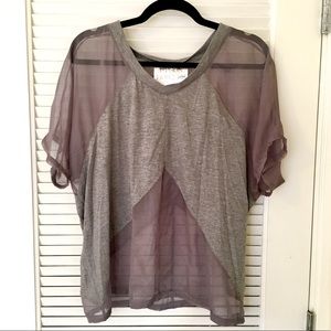 Upson Downes Gray Opaque Sheer Loose Shirt